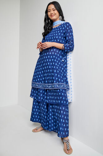 Blue Ethnic Motifs Flared Suit, Blue, image 4
